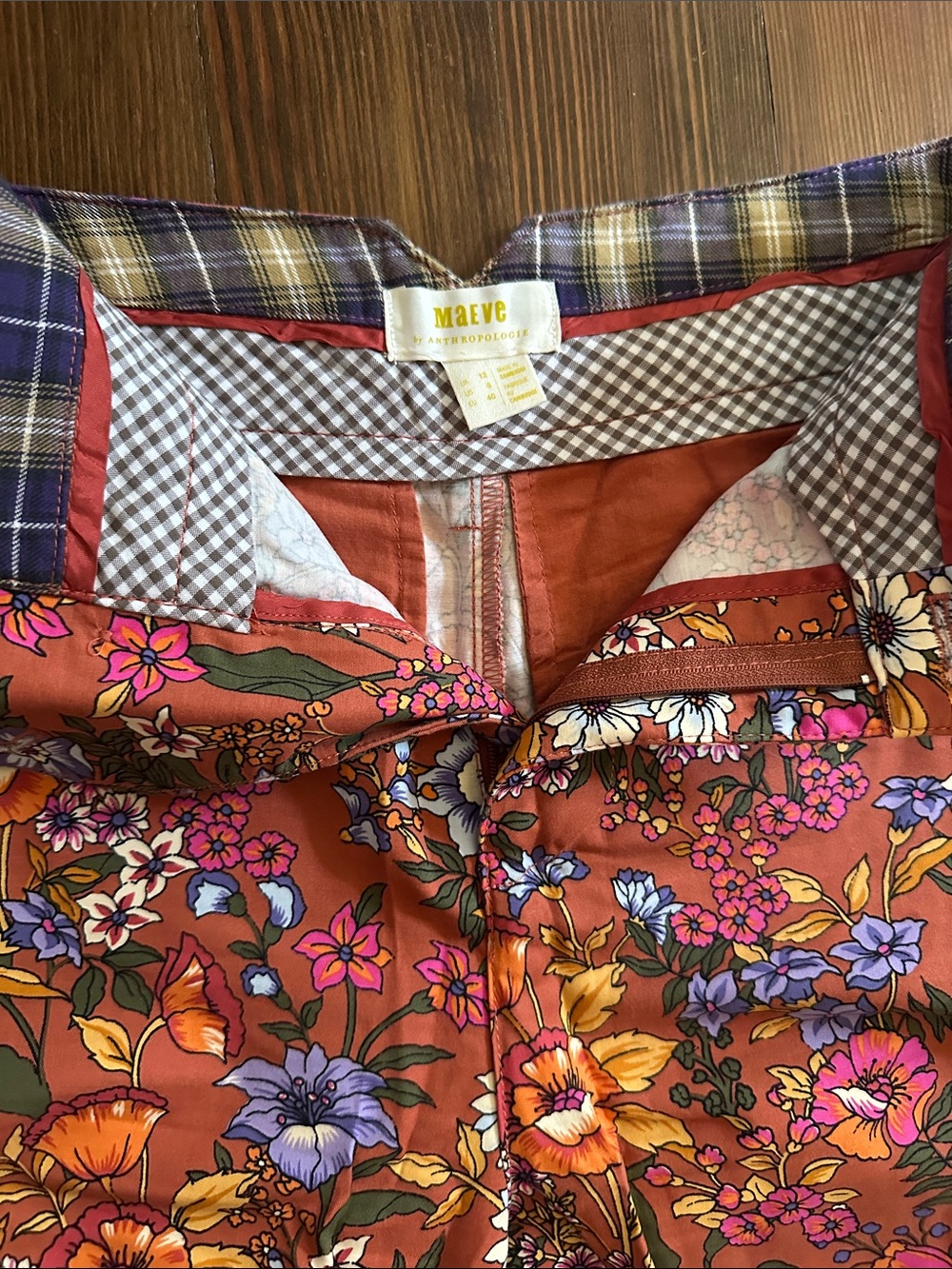 Maeve Rust Floral Wide Leg Pants - Picture 2 of 4